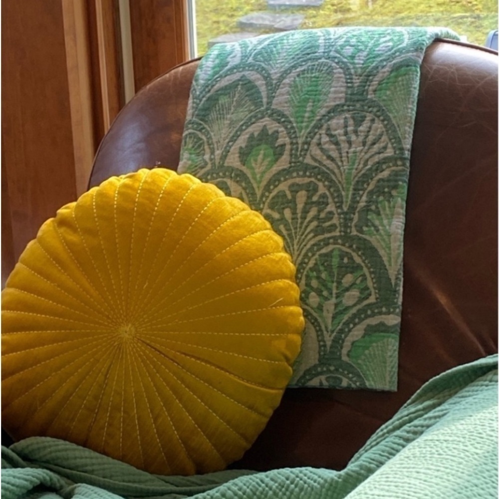 Succulents Blue Woven Organic Cotton 2-in-1 Blanket Wrap Anthropologie Holiday - Picture 13 of 17